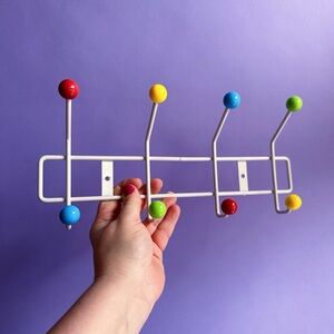 Vintage Sputnik Repro Wall Mounted White Multicolour Coat Rack